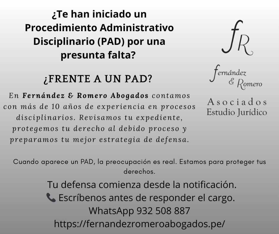 Llamado a la Acción (CTA)
"¿Ha recibido una notificación de inicio de PAD? No responda sin asesoría técnica. El plazo para sus descargos es corto y su defensa empieza hoy."
"Su carrera pública es su activo más valioso. No deje su defensa al azar."
Si ha recibido una notificación preventiva o un acto de inicio de PAD, contáctenos de inmediato para una evaluación técnica de su caso.
